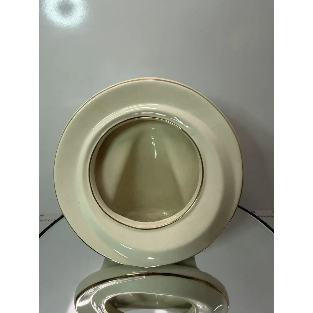 Lenox Ivory Porcelain Round Tabletop Picture Frame 24K Gold Trim Holds 3